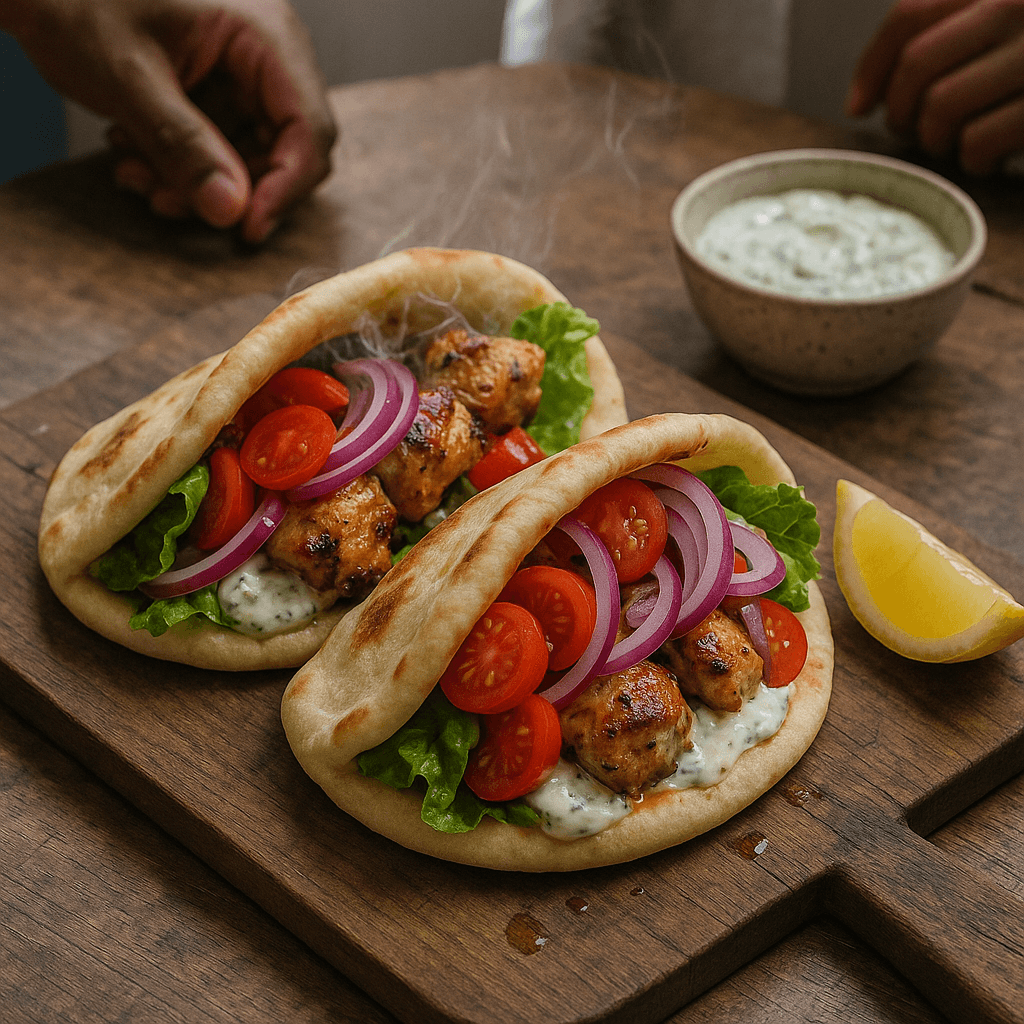 One-Bowl Chicken Souvlaki Pitas